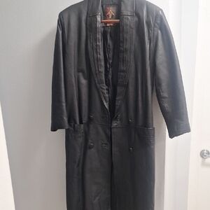 Long Black Leather Coat - Men
